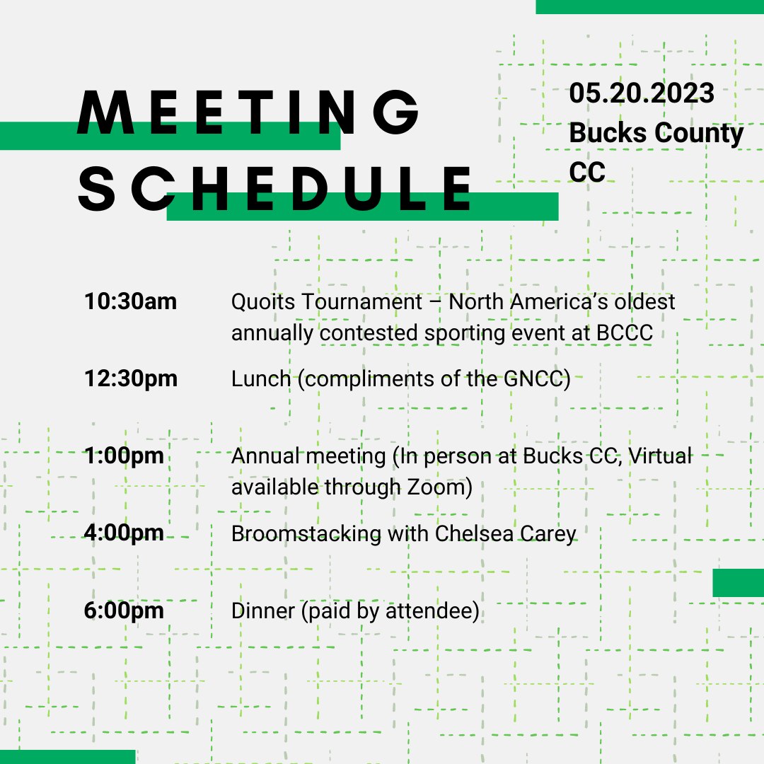 Meeting schedule; full text provided below image
